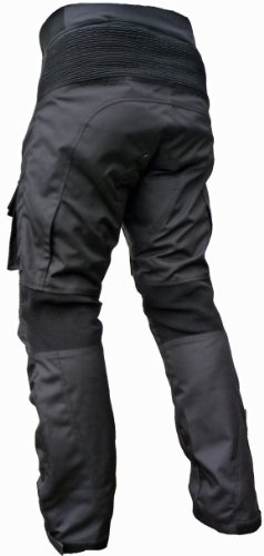 Motorradhose für Herren von Heyberry in Schwarz mit Oberschenkeltaschen, Größe XL