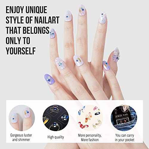 Angalaxy Sapphire Jewel Nail Stickers 3D Gorgeous Shine Shimmer Diy Self Adhesive Nail Art Decals From Premium Designer For Young Women Fashion Ladies Manicure Multiple Classy Luxury Designs To Choose #TOP1