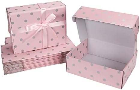 Rempry 12x9x4 Inches Large Gift Box 18 Pack, Pink Polka Dot Gift Box with Lids, Cardboard Gift Boxes for Women Presents, Birthday, Party Favor, Wedding, Christmas, Graduation