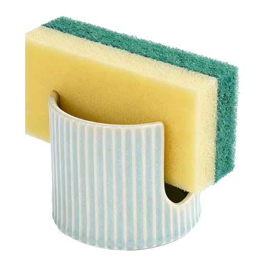 Porte-éponge en céramique pour évier de cuisine, organisateur d'évier, porte-éponge à vaisselle pour salle de bain, cuisine, évier, support d'éponge de...