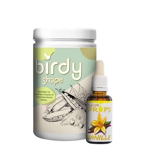Nutritec Birdy Shape Abnehm Shake 660g mit Flavour Drops Vanille 30ml, veganer Mahlzeitenersatz Shake zur Gewichtskontrolle mit wichtigen Vitaminen und Nährstoffen