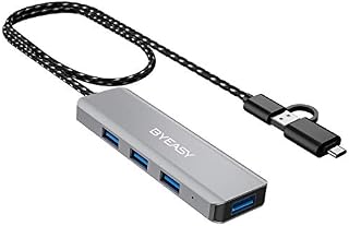BYEASY USB 3.0 Hub 4 Ports, Aluminum USB Hub 3.1 with Micro USB