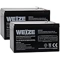 WEIZE 12 Volt 12 Ah Rechargeable Battery with F2 Terminals, Sealed Lead Acid (SLA) AGM Deep Cycle Battery Replaces BP12-12,GP12120,GS12V12AH,6-DW-12, 2 Pack