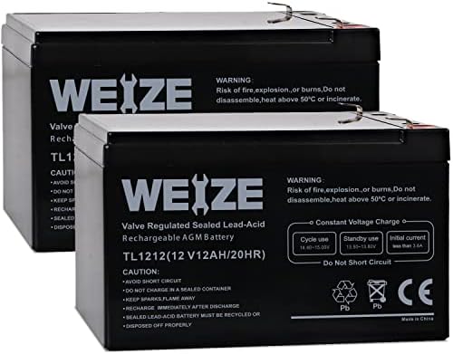 Weize 12 Volt 12AH SLA Rechargeable Battery Replace UB12120, EXP1212, 6FM12, LHR12-12, GPS12-12, F2, 2 Pack