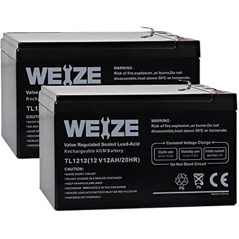 WEIZE 12 Volt 12 Ah Rechargeable Battery with F2 Terminals, Sealed Lead Acid (SLA) AGM Deep Cycle Battery Replaces BP12-12,GP12120,GS12V12AH,6-DW-12, 2 Pack Cover