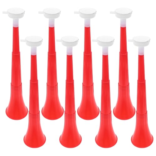 KOMBIUDA 8pcs Red Collapsible Vuvuzela Trumpet Stadium Horns Telescopic Noise Makers with Loud Sound for Soccer Games Birthday Parties Graduations and Celebrations