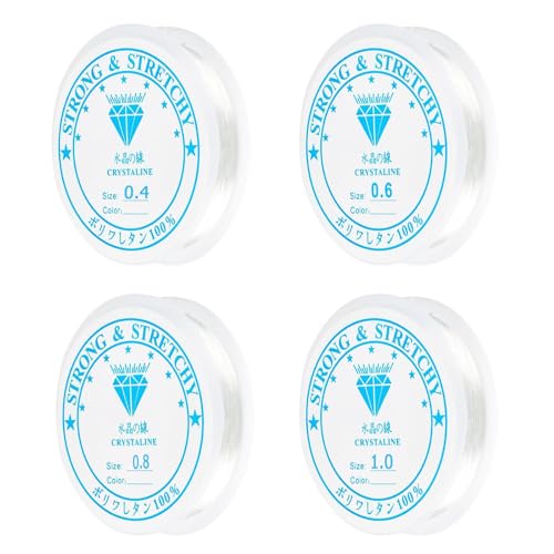 zoerbufan 4 Spule Gummiband für Armbänder, Elastische Schmuckfaden 0,4...