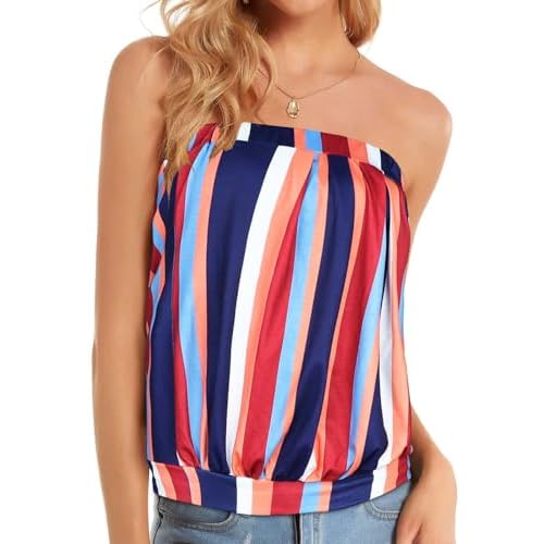 CHICGAL Women's Tube Tops Summer Casual Bandeau Tank Casual Strapless Blouse Off The Shoulder Tunic Shirts 2026