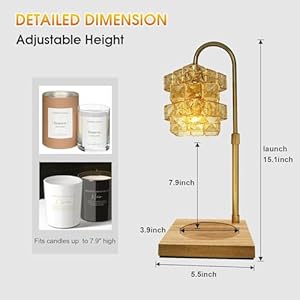 Candle warmer lamp with timer dimmable electric candle warmer with 4 light bulbs handmade crystal candle lamp wax melt warmer with wood base home decor valentines day gift gold  urban country home decor