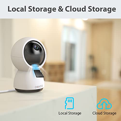 DEKCO 2K HD Indoor Camera CCTV Support Motion Detection & Tracking, 360° PTZ Baby Monitor with Night Vision and Phone App Notification, 2-Way Audio Home WiFi Camera, Pet Camera Work with Alexa