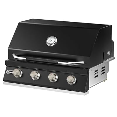 Hygrill 32-Inch Built In Grill for Liquid Propane, Stainless Steel Outdoor Kitchen 4-Burner Grill Head, Black
