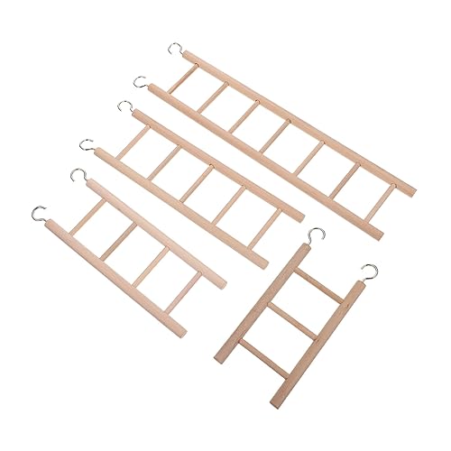 BESTonZON 4Pcs Bird Climbing Ladder for Parrots Natural Wooden Plaything for Bird Cage for Bird Perches and Exercise Suitable for Budgies Cockatiels and Lovebirds