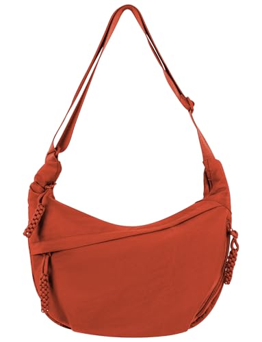 Imagen de Ausing Bolso de Media Luna Bolso de Mano para Mujer Bolso de Lona para Mujer Multifuncional Naranja