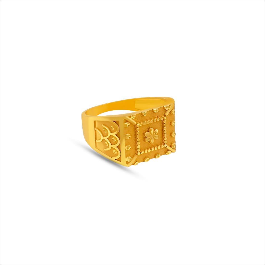 Men's Traditional Gold-Plated Square Ring with Floral Pattern, Ethnic Design - Review, Price and Buying Guide