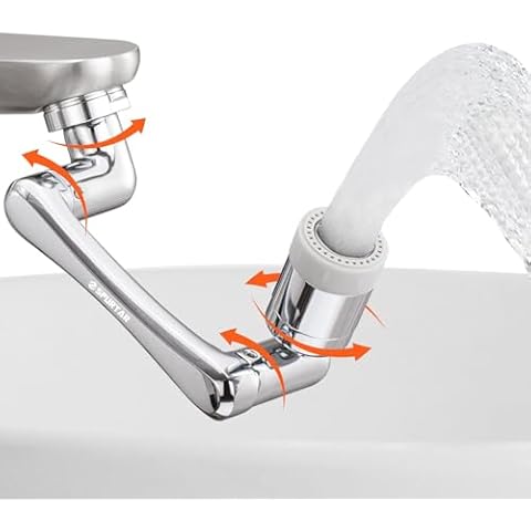 Spurtar 1440° Sink Faucet Aerator Extension Swivel Faucet Extender for Toddlers, 2 Sprayer Mode Bathroom Kitchen Faucet Attachment Tap Head Replacement for Face Washing Smart Faucet Attachment Cover