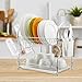 ALHAKIN Dish Drying Rack, 2 Tier Dish Rack with Drain Board Kitchen Organizer, Chrome