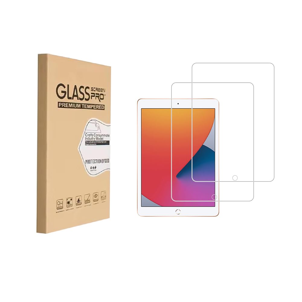 Design for Apple iPad 9th 8th 7th Generation (10.2 Inch, iPad 9/8/7, 2021&2020&2019) Tempered Glass Screen Protector, Anti Scratch, Bubble Free,High Definition（2 Pack）