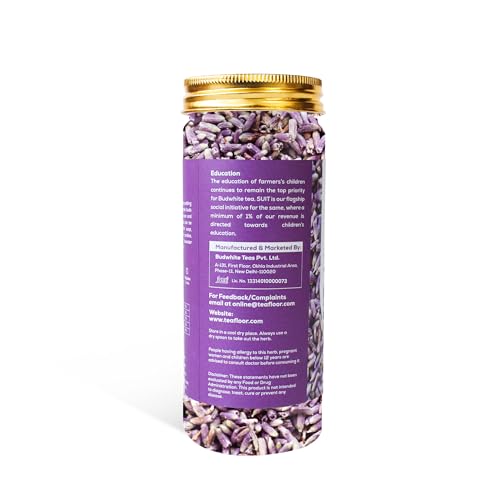Image of TEAFLOOR 100% Dried Natural Lavender Buds Flower Tea: Aromatherapy in every cup || Reduce stress, Authentically Flavorful and Adaptable || Whole Flower Buds, Caffein Free || 35g (Pack of 4) ||