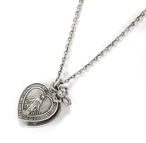 Sweet Romance Silver Inspirational Lord's Prayer Virgin Mary Religious Christian Heart Slider Pendant Necklace - Thumbnail 4