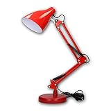 bureau rouge et blanc lampe de table rouge en métal dans l'actuel design rétro / design industriel, est polyvalente : au bureau ou dans la chambre d'enfant comme lampe de bureau, dans la chambre à coucher comme lampe de chevet ou dans le salon comme lampe de lecture