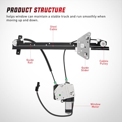 Image of Nilight Window Regulator and Motor for Dodge Dakota 2000-2004 Front Right | Window Lift Motor Assembly 741-648 also fits Dodge Durango 1998-2003; OE-style front passenger replacement