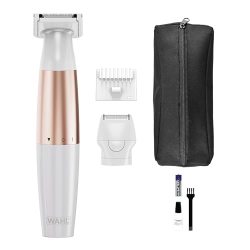 Wahl Ladies Trim And Shave Bikini Trimmer, Two Attachment Heads, Longer Hair Trimmer, Short Hair Shaver, Gentle & Safe Shaving, Battery Powered, Travel Sized, Discreet & Easy To Clean, Washable Blades