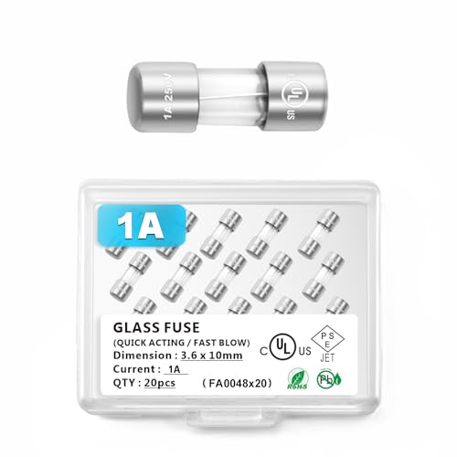 Chanzon 20Pcs UL Listed 3.6x10mm 1A 125V/250V 1 Amp F1AL AGC Glass Fuses Fast Blow Cartridge Tube Fuse 125 V / 250 V 20pieces f1al250v (0.14 x 0.39 inch)