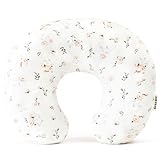 Picture of GRSSDER Reversible Nursing Pillow Cover, Ultra Soft Stretchy Minky Removable Nursing Covers Fitted for Breastfeeding Pillows Snug and Safe, Comfortable Slipcover for Girls, Stylish Pink Rose Flora