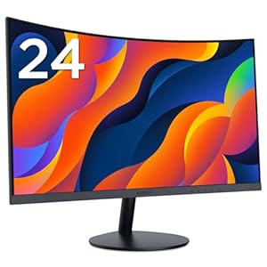 KOORUI 24-Inch Curved Computer Monitor- Full HD 1080P 60Hz Gaming Monitor 1800R LED HDMI VGA, Tilt Adjustment, Eye Care, Black 24N5C