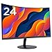 KOORUI 24 Inch Curved Computer Monitor- Full HD 1080P 100Hz Gaming Monitor 1500R LED HDMI VGA, Tilt Adjustment, Eye Care, Black 24N5CA
