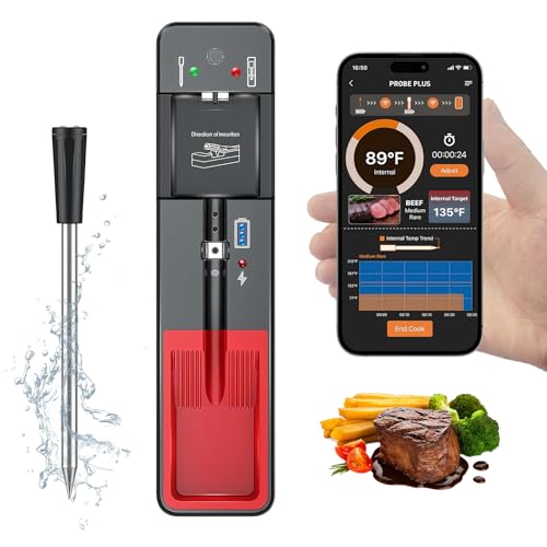Smart Bluetooth Cooking Thermometer, Long-Range Wireless Meat Thermometer for Oven, Grilling, Smoking, BBQ & Air Fryer, Digital Dual Sensors Probe for Beef Lamb Chicken Turkey with iOS & Android App