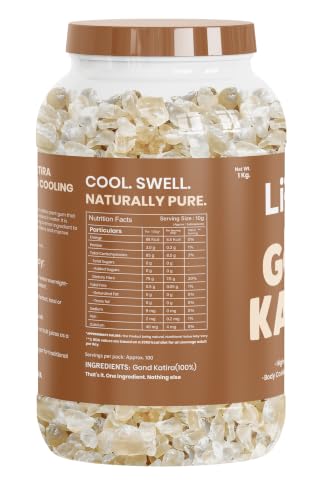 Image of Livyor Pure Gond Katira - 1kg | Edible Gum | Tragacanth | Kathila Gum Dried Gum | High Colling Properties Herbel Food | 100% Natural Super food | Pack of 1