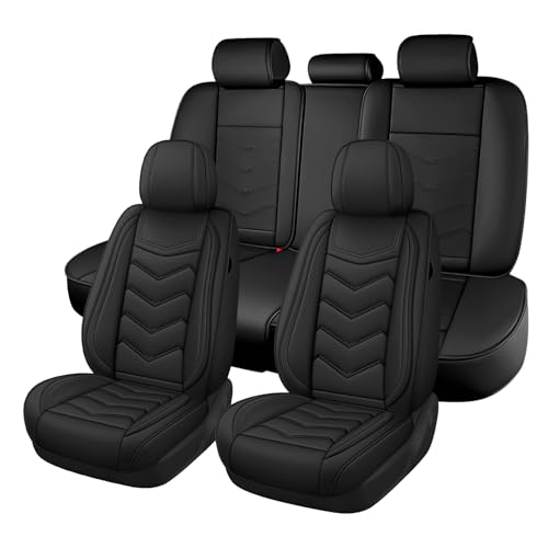 Image of Car Seat Cover for Jeep Wrangler 2000-2026, Seat Covers Full Set,Non-Slip Waterproof seat Cover,Wear-Resistant Nappa Leather car seat Covers. (Standard 5 Seats /Pure Black)