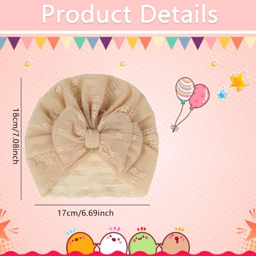 FZBNSRKO 4 Pcs Baby Turban Hats with Bow,Infant Headwraps Baby Hat with Bow Newborn Nursery Hospital Caps Headwraps for Baby Girls Boys Infants Toddlers3