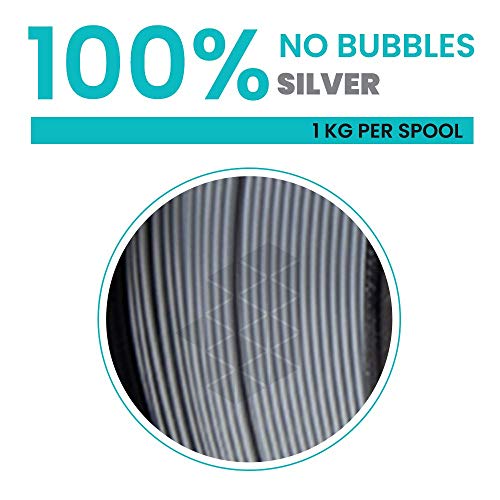Image of Tesseract Premium PLA + 1.75mm 3D Printing Filament | Dimensional Accuracy + /- 0.03mm | Compatible with Most FDM Printers | 1 KG 3D Printer Filament - PLA Silver (Quantity 1)