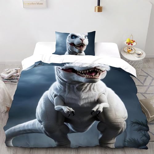 Housse de couette dinosaure blanc 3D pour décorer la chambre enfant single - 2
