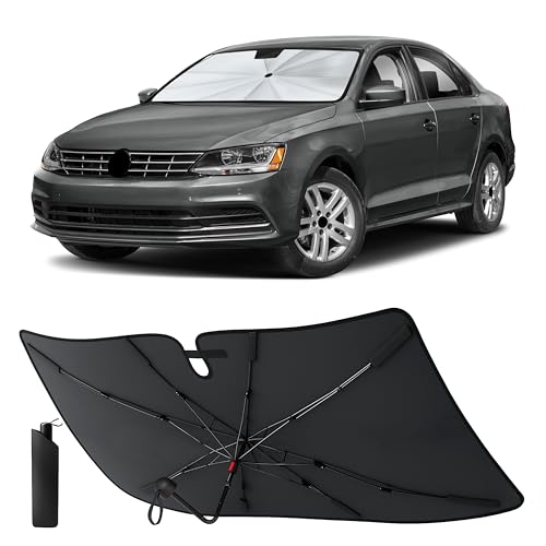 Image of EcoNour Foldable Windshield Sun Shade & Window Tint Fit for 2011-2016 2017 2018 Volkswagen Jetta Sunshade, Front Car Window Shades Sun Visor, UV Protection, Heat Blocker, Car Accessories