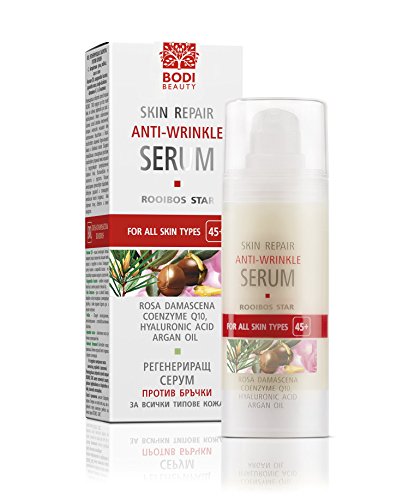 BODI BEAUTY Rooibos Star - Sérum facial antiarrugas 30 ml con aceite de argán, hialurón, Q10 y vitamina E | Hidratación y elasticidad, piel más suave, para piel seca y sensible, suero antiedad