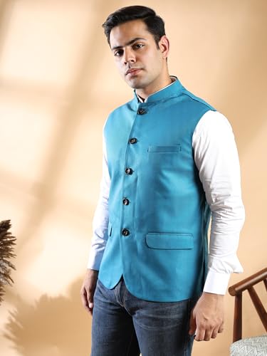 Image of Ethluxis Men's Designer Solid Nehru Jacket /Waist Coat /Bandhgala