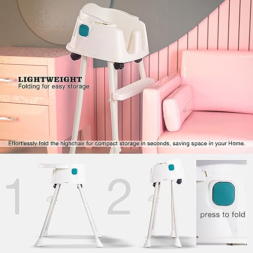 Image of Baybee 4 in 1 Convertible Kids High Chair for Baby | Comfortable Booster Seat with Height Adjustable, Footrest, Food Tray & 3 Point Safety Belt | Feeding Chair for 1 to 4 Years Boys Girls (Pink)