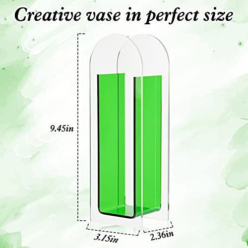 Acrylic Flower Vase,Wedding Centerpieces, Home Decorations,Arch Shape Vase Modern Design Wedding Table Centerpiece Vase For Home Living Room, Office Decor,Green #TOP4