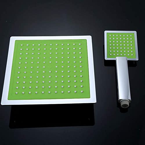 Ensemble de douche chromé vert moderne avec mitigeur réglable et étagère de salle de bain - 5