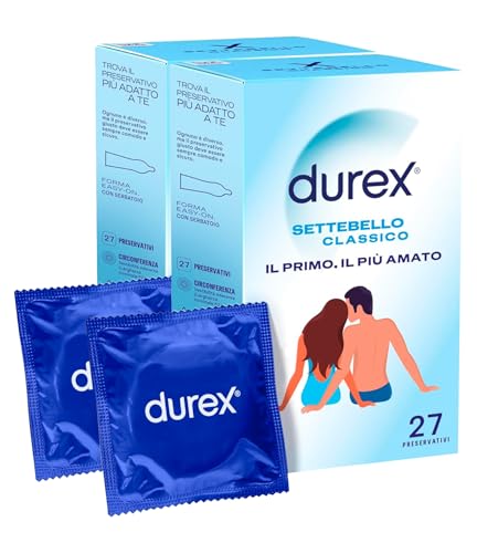 Durex Settebello Classico Preservativi | 2 Confezioni da 27 Pz Ognuna | 54 Profilattici
