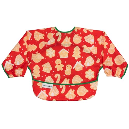 Image of Tiny Twinkle Long Sleeve Bib for Babies & Toddlers | Waterproof Smock Bib for Eating | Machine Washable & Mess-Proof Feeding Essentials | Newborn Shower Gift (Gingerbread, 6-24M)