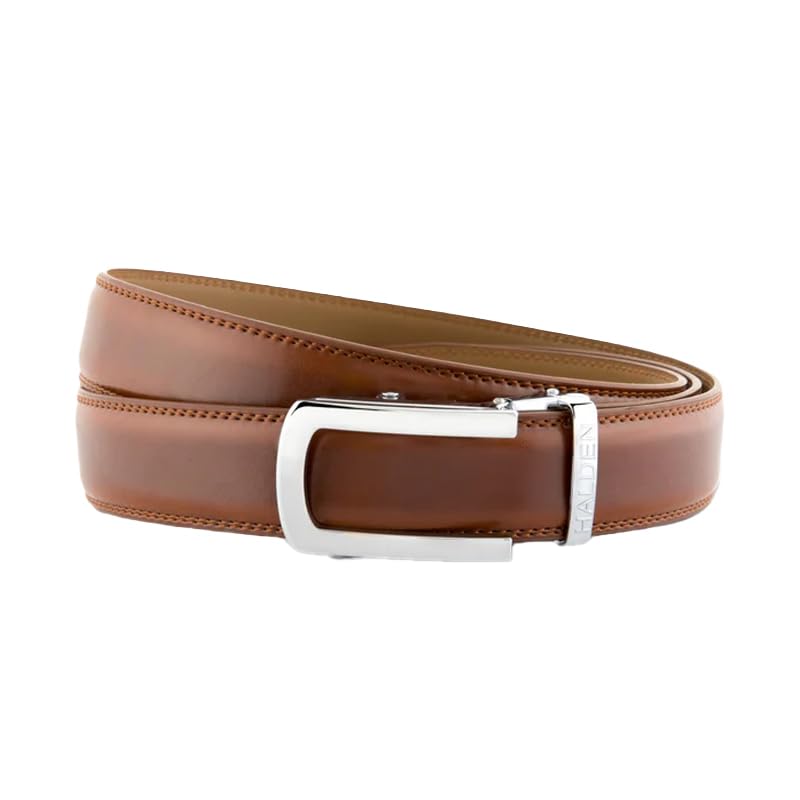 Image of HALDEN BURLEY Belts For Men Leather Original (Free Size Fits Up to 44 Inch Waist) Ratchet Straps, Unique Magnetic Auto-lock Buckle Formal Belts For Men