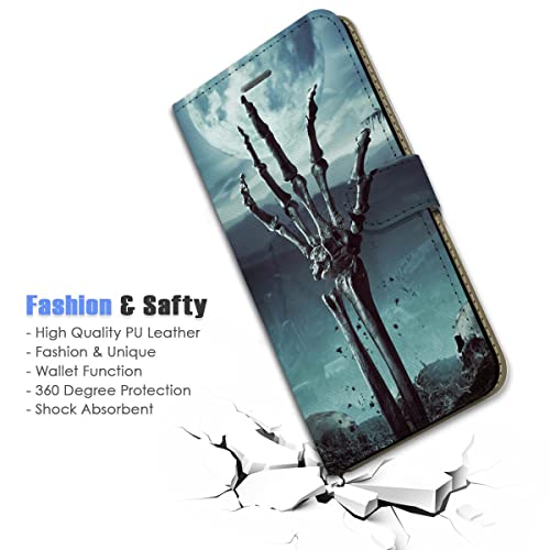 For Iphone 13, Designed Flip Wallet Phone Case Cover, A24791 Halloween Horror Skeleton Rip 24791 #TOP3