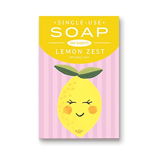 Single-Use Soap Sheets by Studio Oh! - 100-Count - Citrus Bliss - Portable Hand Washing Soap Sheets in Lemon Zest for On-the-Go Hand Cleaning - Add to Pocket, Purse, or Travel Bag