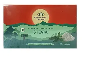 Organic India - Monthly Pack of Natural Sweetener Stevia 25N Sachets 75g (Pack of 6)