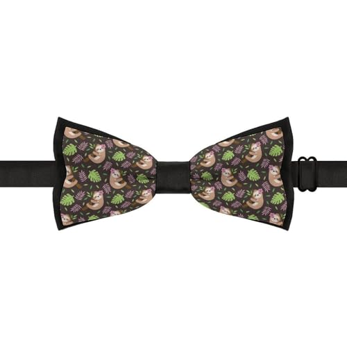 GoasNei Cute Sloth Pattern Bow Tie for Men Adjustable Necktie Funny Tie Neck Ties for Weddings Party
