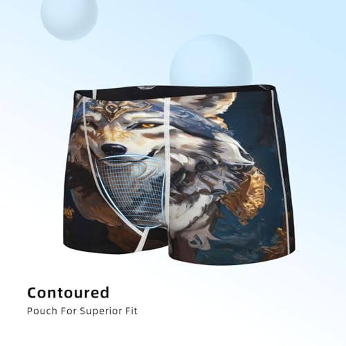 Boys' Cotton Boxer Brief Soft Underwear-Oil Painting Tribal Wolf4